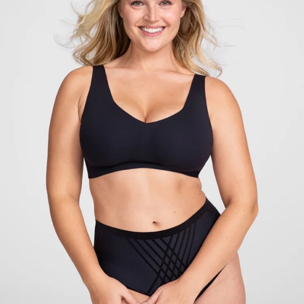 Honeylove Bra Womens Plus Size 2X Black LiftWear V-Neck Wide Strap